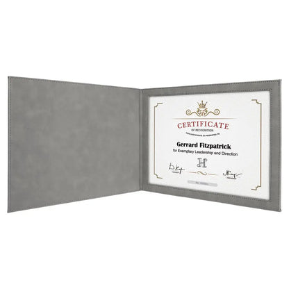 9" x 12" Leatherette Certificate Holder for 8 1/2" x 11 - Custom JDS