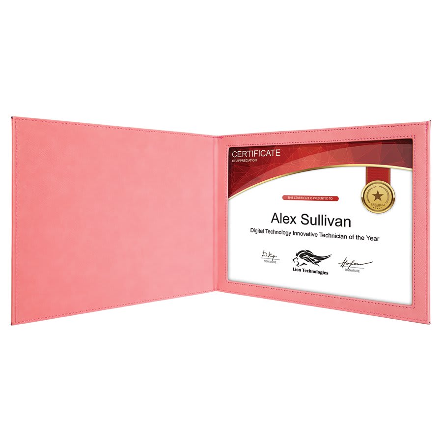 9" x 12" Leatherette Certificate Holder for 8 1/2" x 11 - Custom