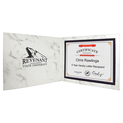 9" x 12" Leatherette Certificate Holder for 8 1/2" x 11 - Custom JDS