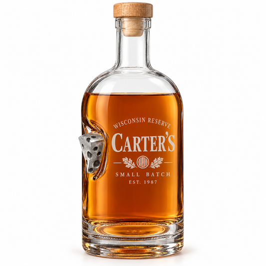BenShot Cheese Wedge 750 mL Decanter with sample personalization