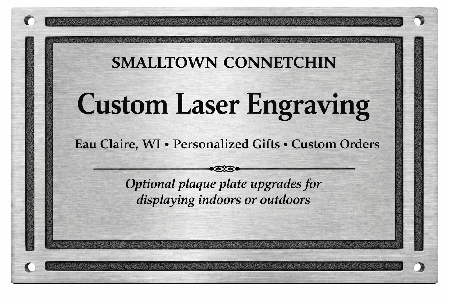 Custom Etched Cast Aluminum Rectangle Sign - Silver / Black - Wall Mount