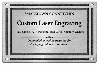 Custom Etched Cast Aluminum Rectangle Sign - Silver / Black - Wall Mount
