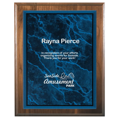 Cove Edge Genuine Walnut Plaque with Marble Acrylic Plate Smalltown Connetchin