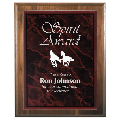 Step-Edge Genuine Walnut Plaque with (Optional) Marble Acrylic Plate Smalltown Connetchin