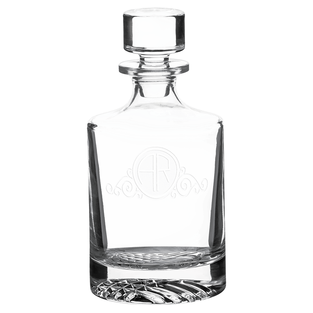 Personalized round glass decanter with stopper