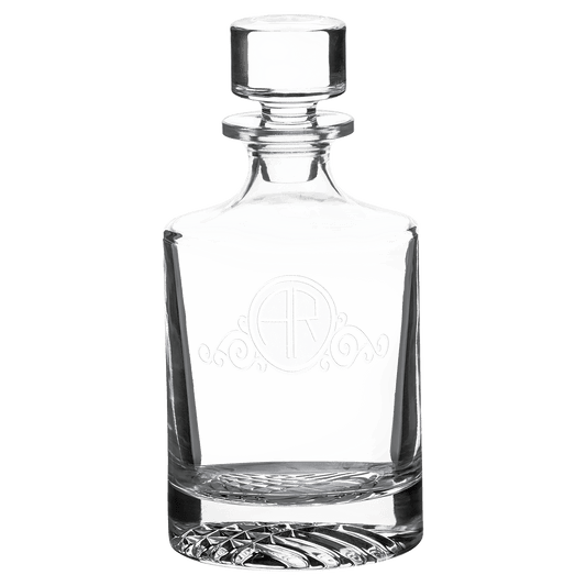 Personalized round glass decanter with stopper