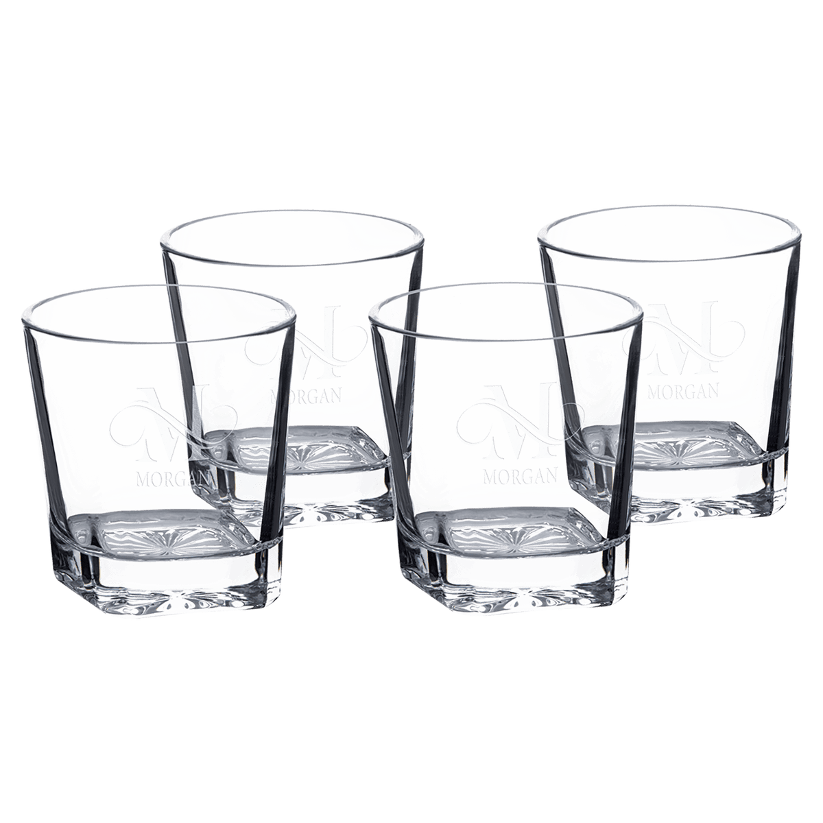 Personalized square rocks glasses, set of four