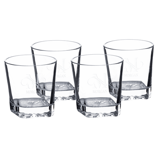Personalized square rocks glasses, set of four