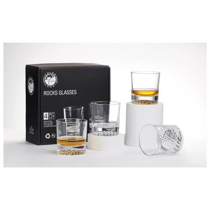 Round Glass Decanter and Rocks Glasses