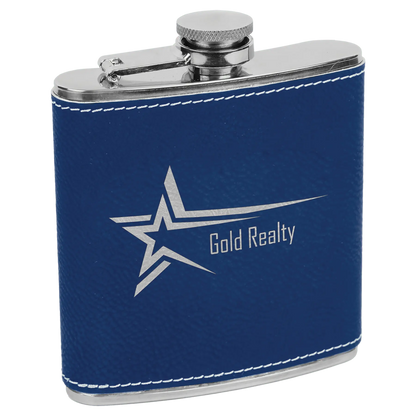 Leatherette Stainless Steel Flask 6 oz. - Custom JDS