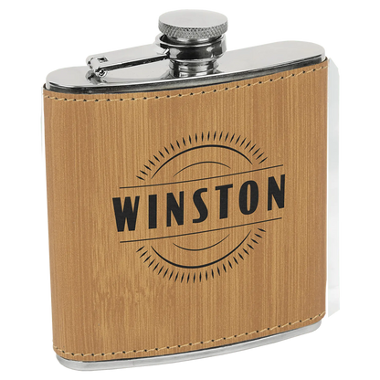 Leatherette Stainless Steel Flask 6 oz. - Custom JDS