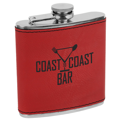 Leatherette Stainless Steel Flask 6 oz. - Custom JDS