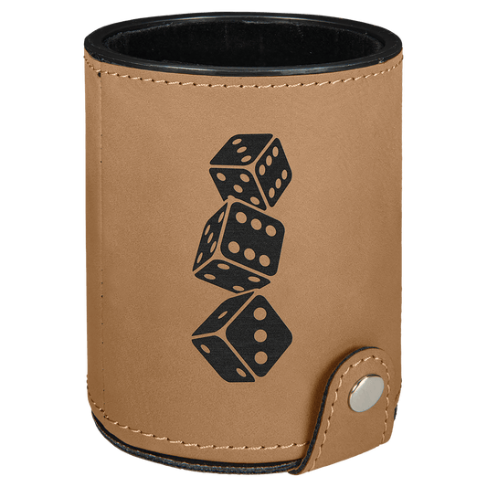 Leatherette Dice Cup with 5 Dice - Custom