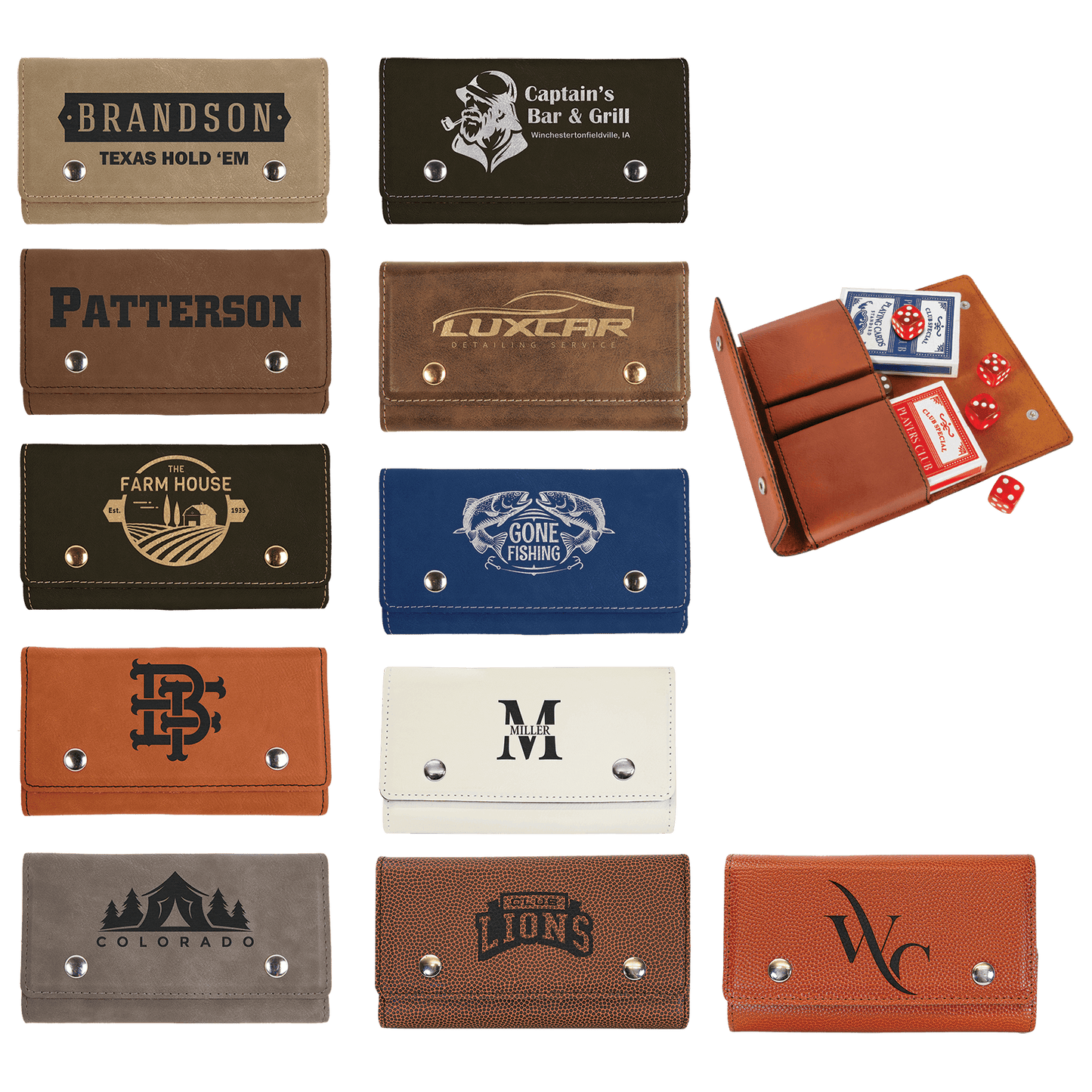 Card and Dice Set - Laser Etched Leatherette