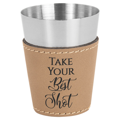 2 oz. Leatherette & Stainless-Steel Shot Glass - Custom JDS