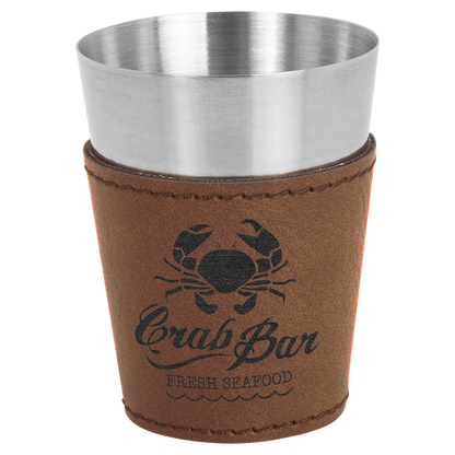 2 oz. Leatherette & Stainless-Steel Shot Glass - Custom JDS