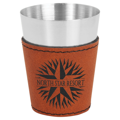 2 oz. Leatherette & Stainless-Steel Shot Glass - Custom JDS