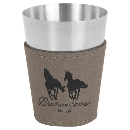 2 oz. Leatherette & Stainless-Steel Shot Glass - Custom JDS