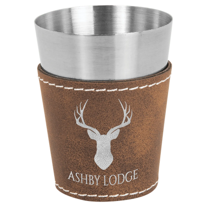 2 oz. Leatherette & Stainless-Steel Shot Glass - Custom JDS
