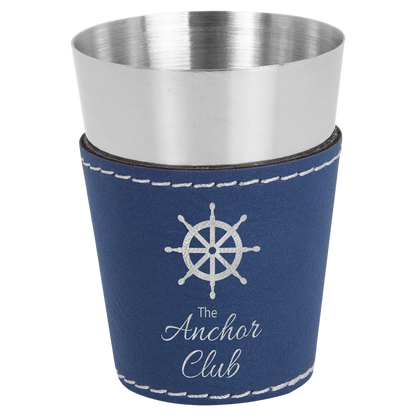 2 oz. Leatherette & Stainless-Steel Shot Glass - Custom JDS