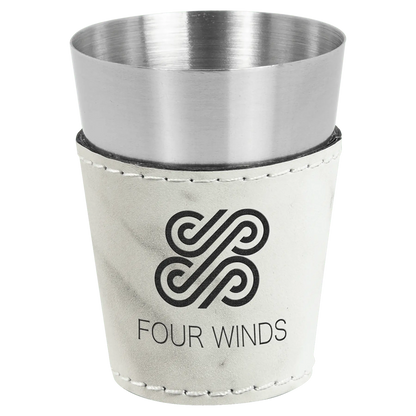 2 oz. Leatherette & Stainless-Steel Shot Glass - Custom JDS