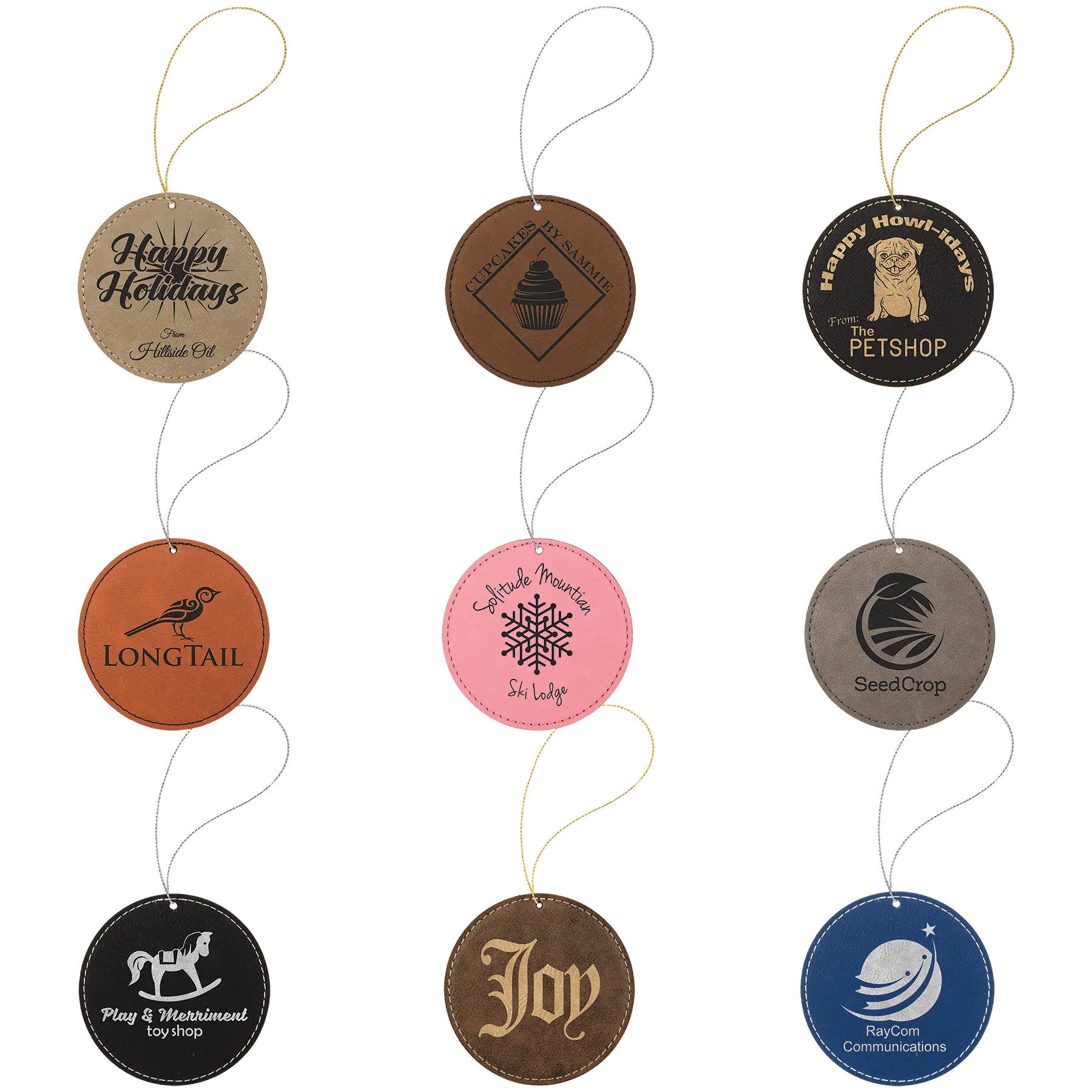 Leatherette Ornament with String - Custom JDS
