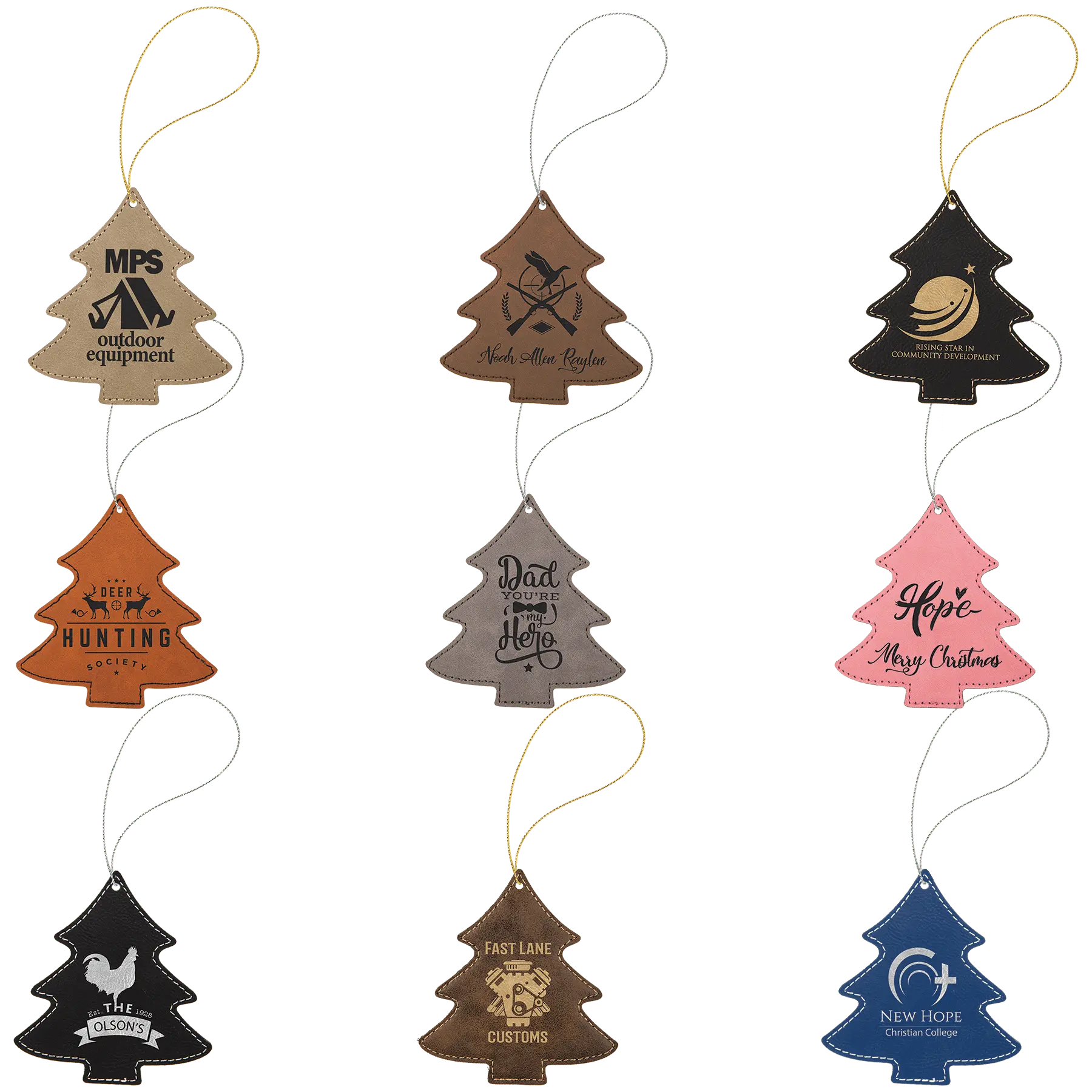 Leatherette Ornament with String - Custom JDS