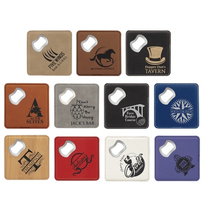 Etched Custom Coasters with Built-in Bottle Opener (6 pcs) JDS