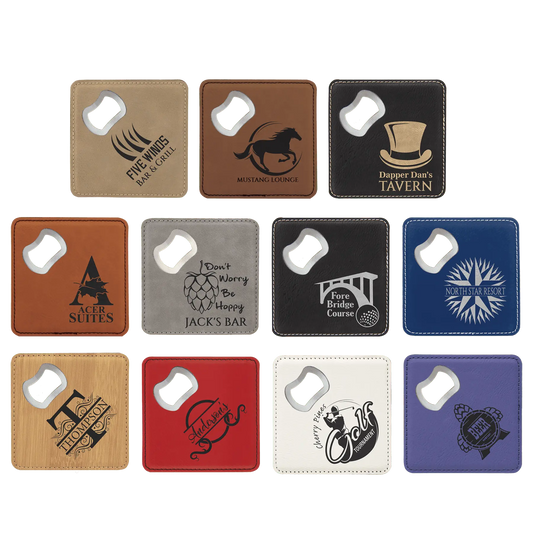 Etched Custom Coasters with Built-in Bottle Opener (6 pcs) JDS