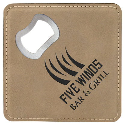 4" Square Coaster with Built-in Bottle Opener JDS