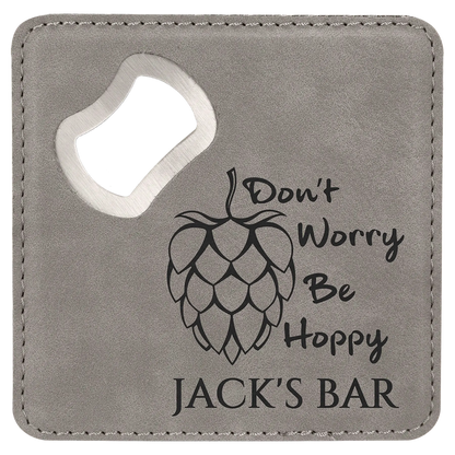 4" Square Coaster with Built-in Bottle Opener JDS
