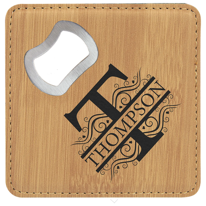 4" Square Coaster with Built-in Bottle Opener JDS
