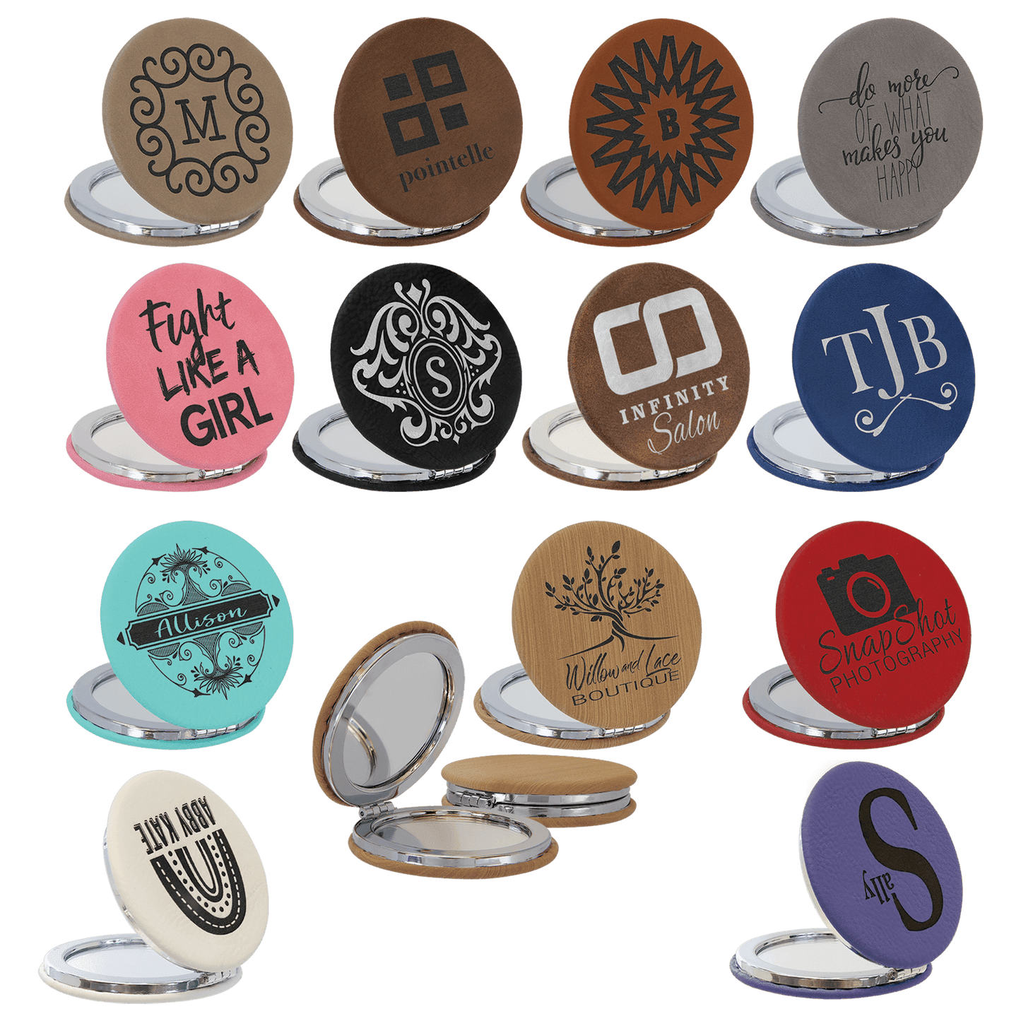 Personalized Leatherette Compact Mirror