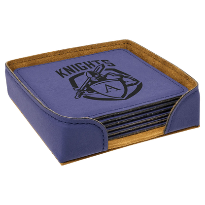 Leatherette 6-Coaster Set - 4" - Square or Round JDS