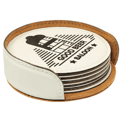 Leatherette 6-Coaster Set - 4" - Square or Round JDS