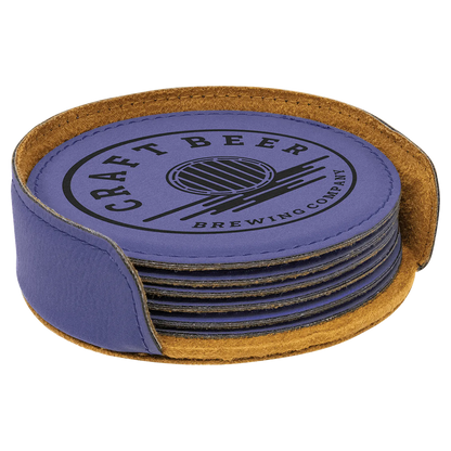 Leatherette 6-Coaster Set - 4" - Square or Round JDS