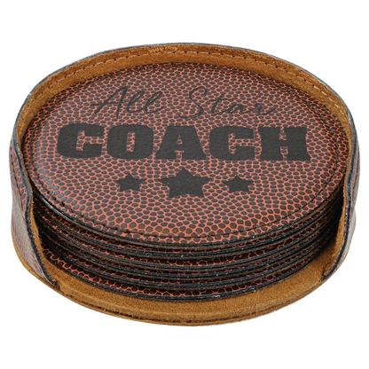 Leatherette 6-Coaster Set - 4" - Square or Round JDS