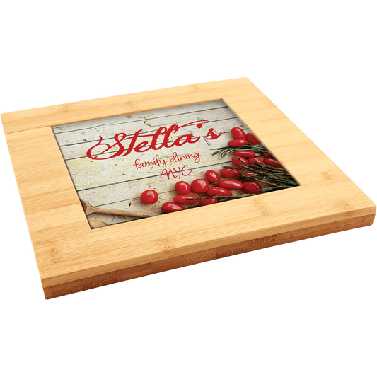 Bamboo Trivet with Recessed Area for 6" Tiles - 9" x 9"