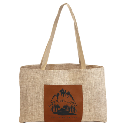 Burlap Bag with 5"-inch Customizable Leatherette Gusset JDS