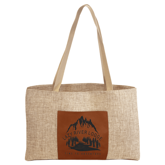 Burlap Bag with 5"-inch Customizable Leatherette Gusset