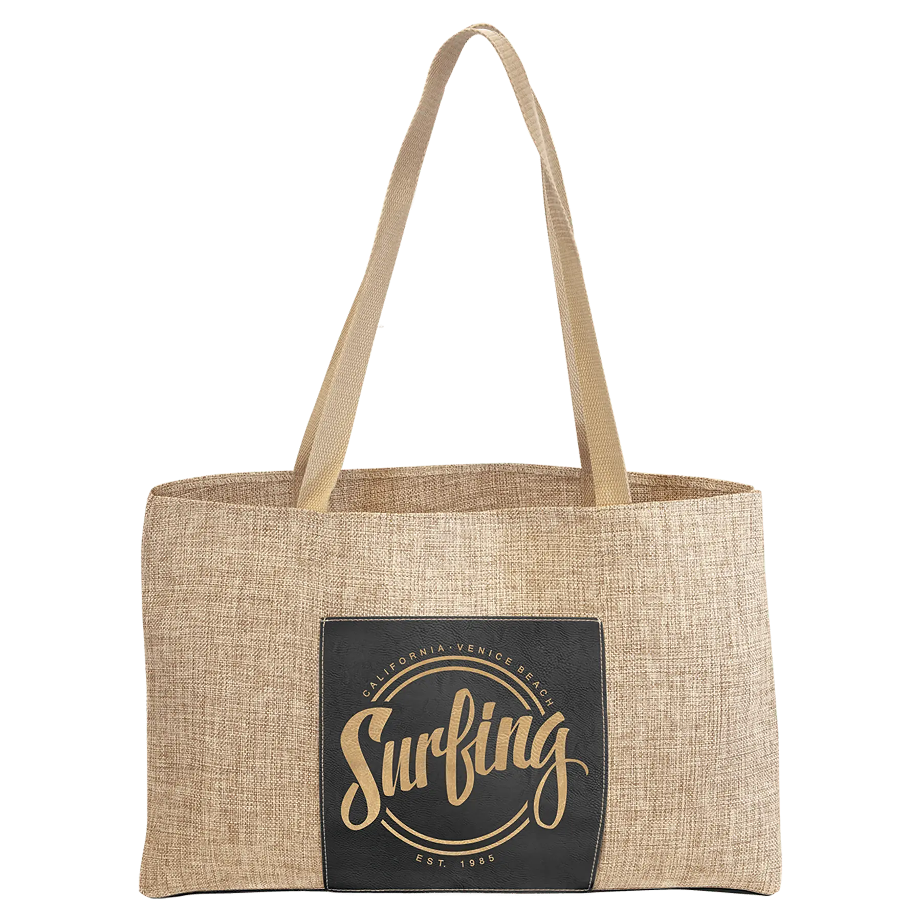 Burlap Bag with 5"-inch Customizable Leatherette Gusset JDS