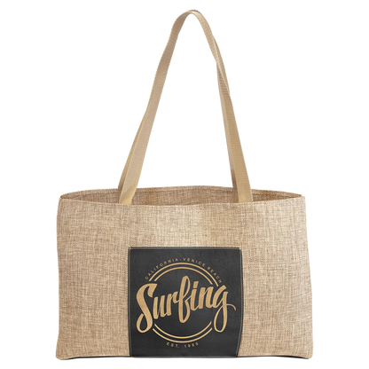 Burlap Bag with 5"-inch Customizable Leatherette Gusset JDS