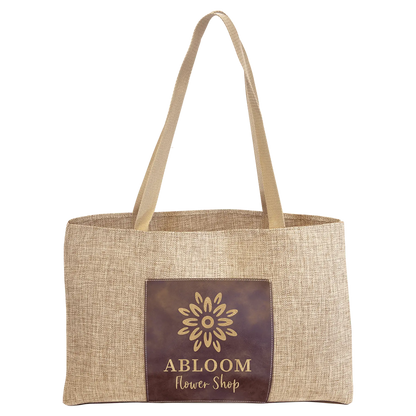 Burlap Bag with 5"-inch Customizable Leatherette Gusset JDS