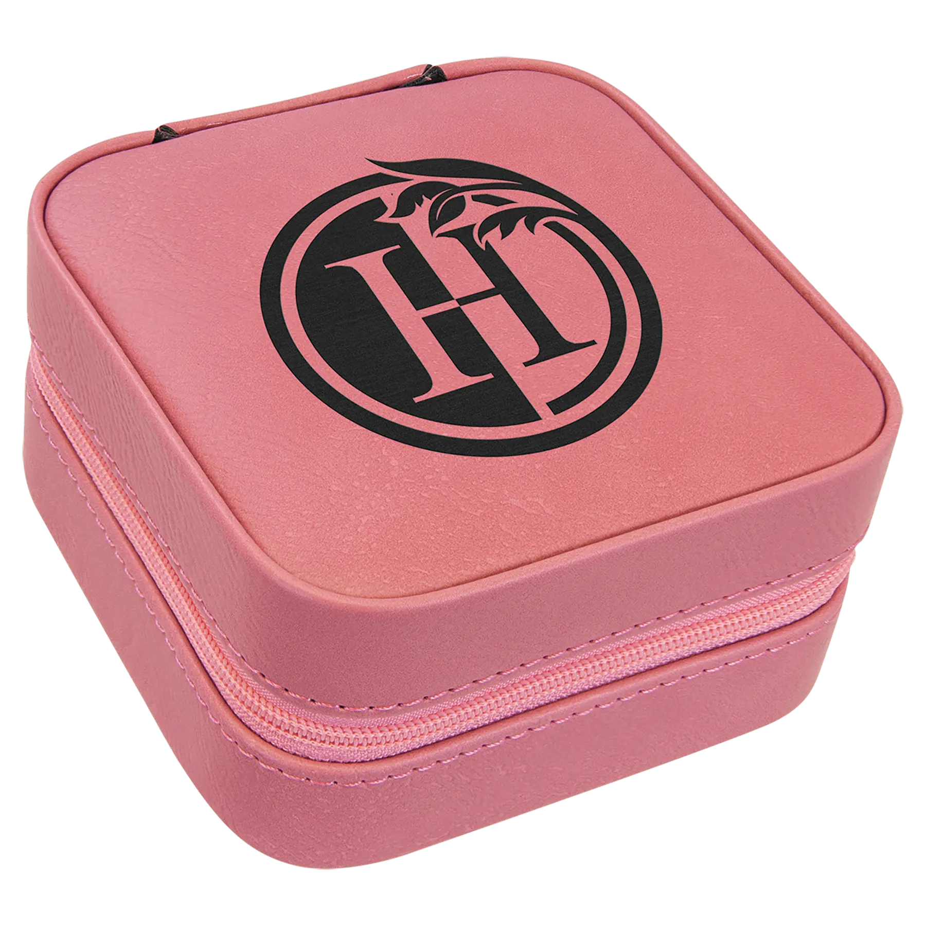 Leatherette Travel Jewelry Box with Tan Lining - 4" X 4" - Custom JDS