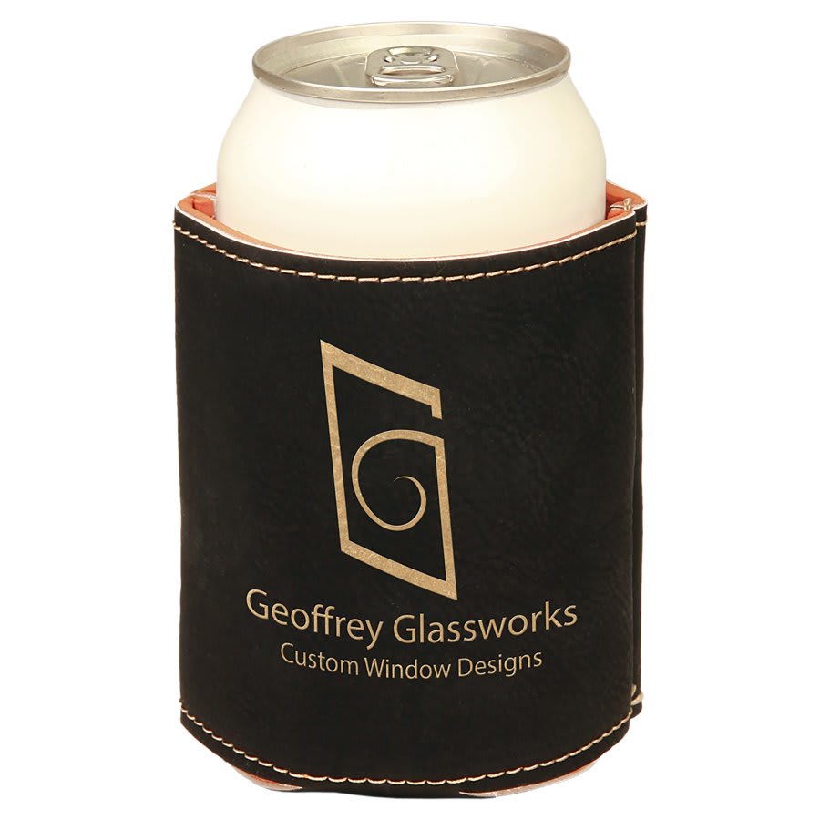 Leatherette Beverage Holder - 3 3/4" - Custom