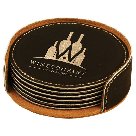 Leatherette 6-Coaster Set - 4" - Square or Round