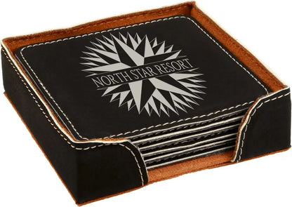 Leatherette 6-Coaster Set - 4" - Square or Round JDS