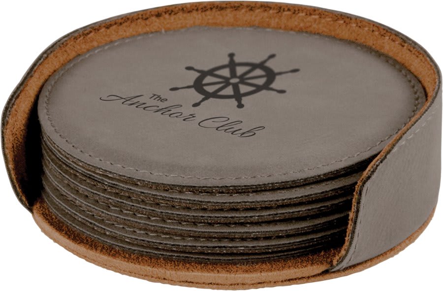 Leatherette 6-Coaster Set - 4" - Square or Round