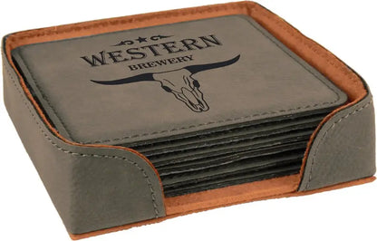 Leatherette 6-Coaster Set - 4" - Square or Round JDS
