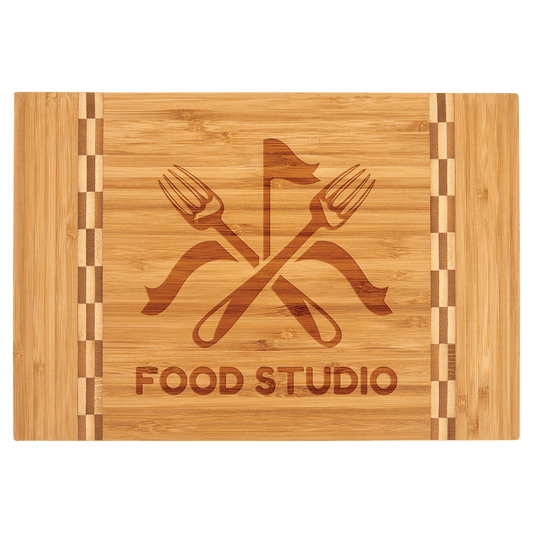 Bamboo Cutting Board with Butcher Block Inlay